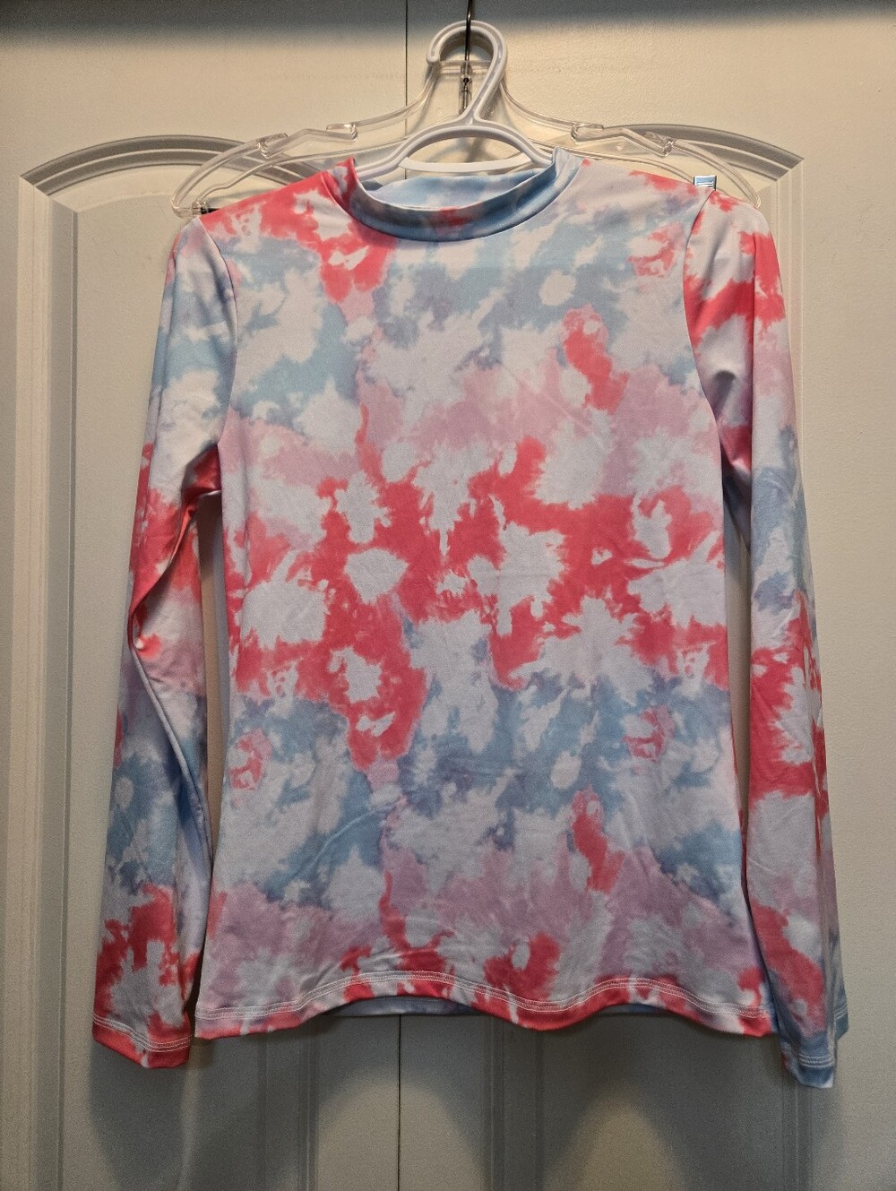 Cat & Jack Tie-Dye Long Sleeve Top - Pink & Light Blue Water Shirt